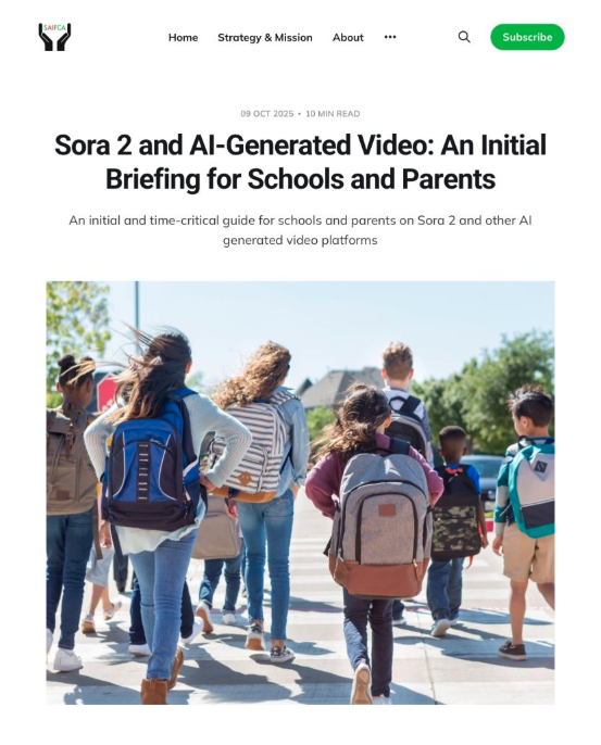 The Safe AI for Children Alliance Newsletter – October: Taking Action